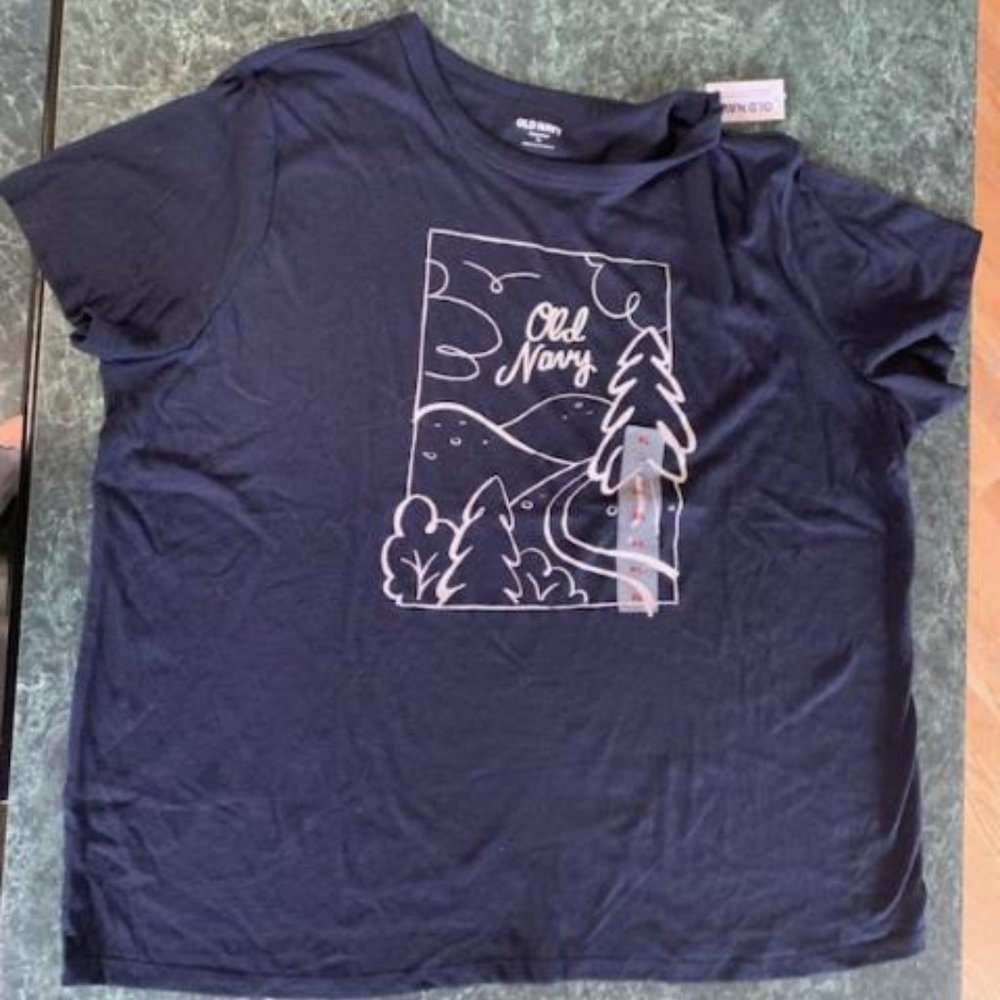 BRAND NEW - Blue - Old Navy EveryWear Logo Graphic T-Shirt (Womens - Size XL)